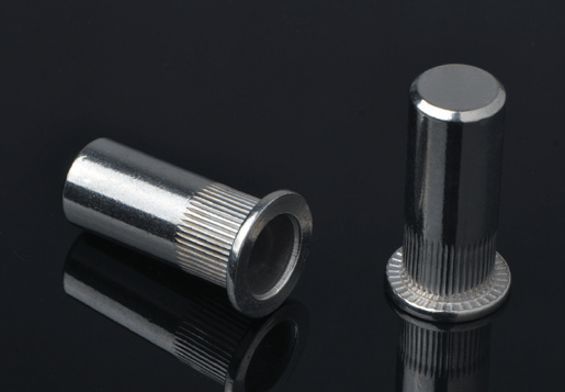 Testa piatta in acciaio inossidabile Knurled Body Rivet dado Tipo di estremità chiusa